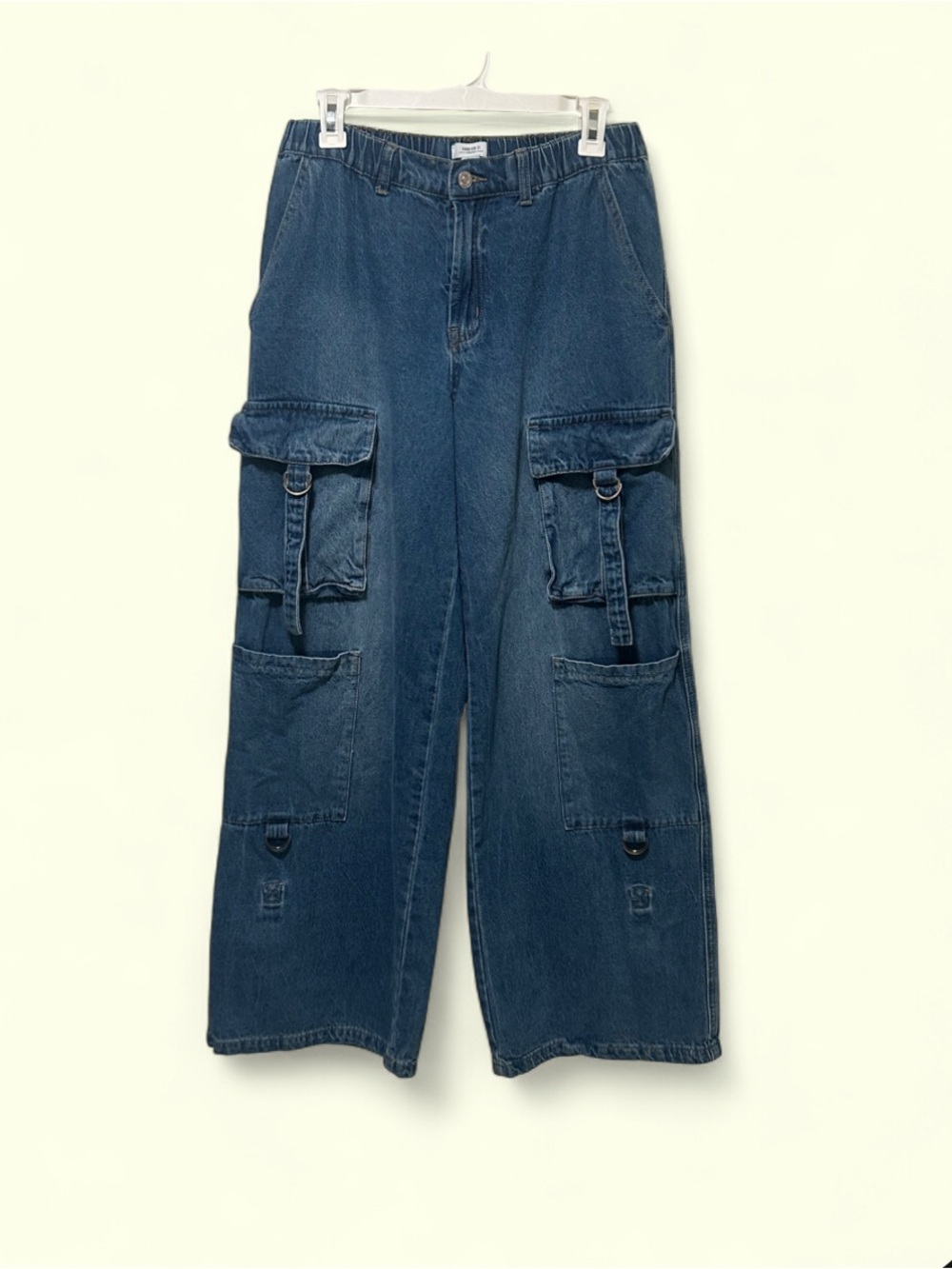 Forever 21 Y2K skater grunge cargo utility wide leg blue denim jeans